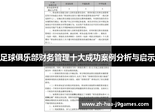 足球俱乐部财务管理十大成功案例分析与启示